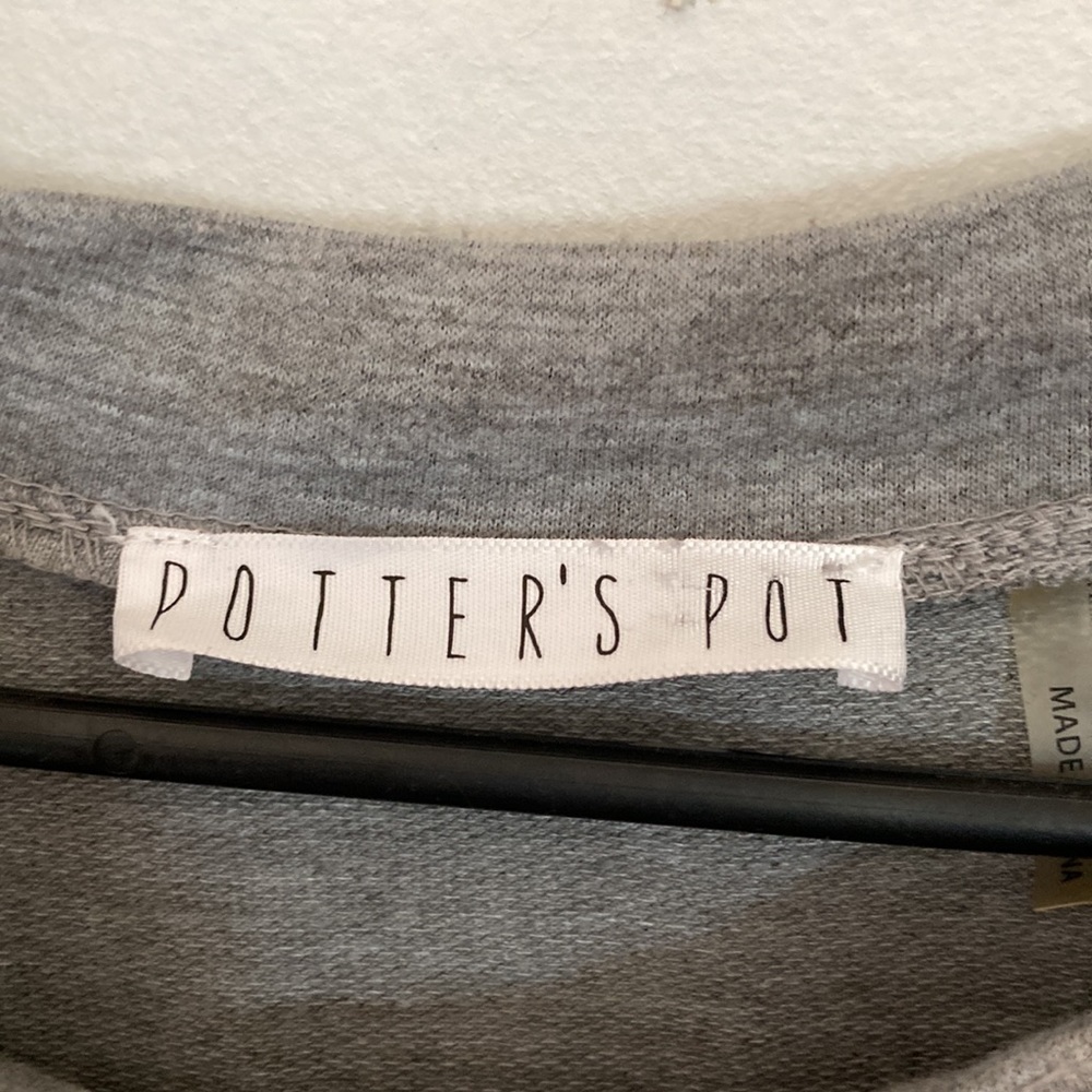 M grey t shirt dress with floral embroidery Potters Pot - Picture 2 of 6